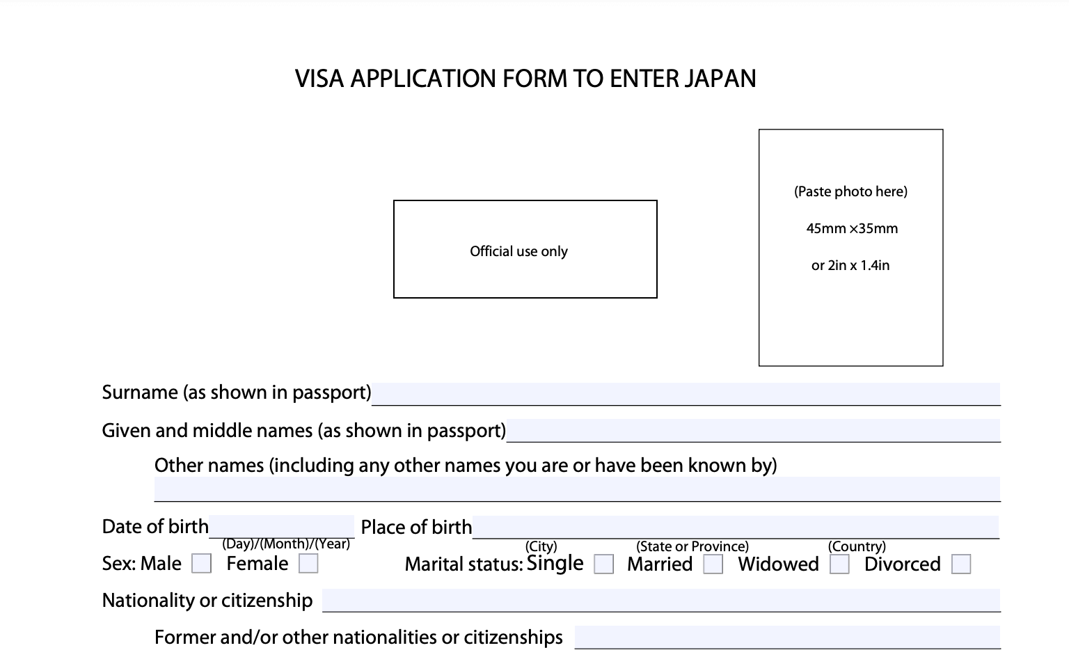 Free lay work visa Japan application assortment